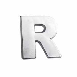 Αυτοκόλλητο Γράμμα Χρωμίου 3D “R” 2.7×2.5cm 1 Τεμάχιο