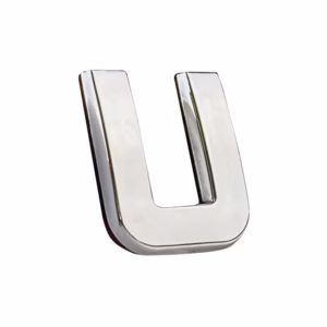 Αυτοκόλλητο Γράμμα Χρωμίου 3D “U” 2.7×2.5cm 1 Τεμάχιο