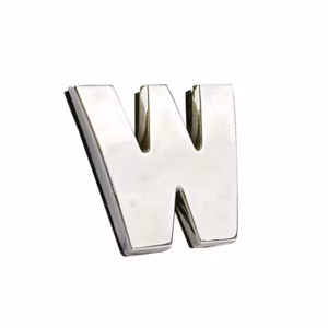 Αυτοκόλλητο Γράμμα Χρωμίου 3D “W” 2.7×2.5cm 1 Τεμάχιο