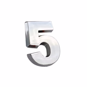 Αυτοκόλλητο Γράμμα Χρωμίου 3D “5” 2.7×2.5cm 1 Τεμάχιο