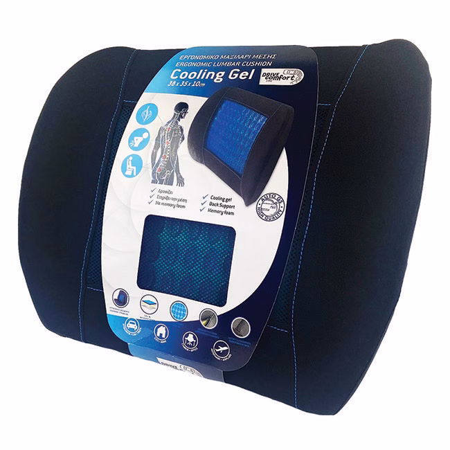 Ανατομικό-Ορθοπεδικό Μαξιλαράκι Μέσης Gel 38x35x10cm Μαύρο-Μπλε 1 Τμχ - Image 7
