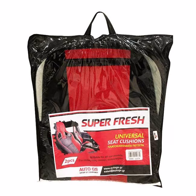 Πλατοκαθίσματα Αυτοκινήτου Πετσετέ Super Fresh Μαύρο-Κόκκινο 2 Τεμάχια - Image 2