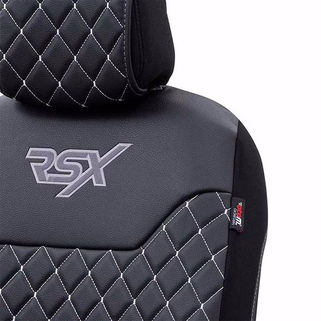 Ημικάλυμμα Καθίσματος Αυτοκινήτου Otom RSX Diamond Δερματίνη Κεντητή Καπιτονέ Μαύρο Με Άσπρη Ραφή RSXD-102 1 Τεμάχιο - Image 4