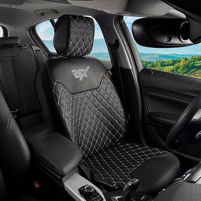 Ημικάλυμμα Καθίσματος Αυτοκινήτου Otom RSX Diamond Δερματίνη Κεντητή Καπιτονέ Μαύρο Με Άσπρη Ραφή RSXD-102 1 Τεμάχιο - Image 2
