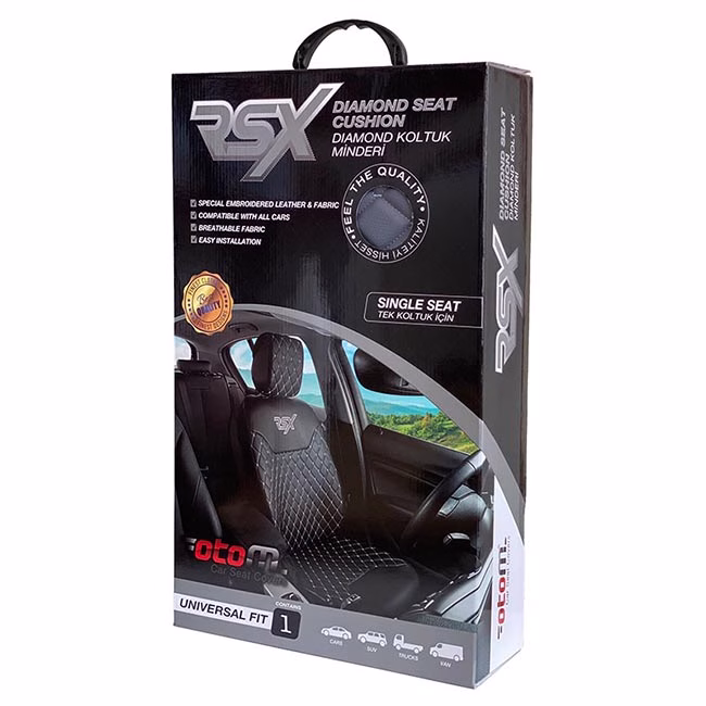 Ημικάλυμμα Καθίσματος Αυτοκινήτου Otom RSX Diamond Δερματίνη Κεντητή Καπιτονέ Μαύρο Με Άσπρη Ραφή RSXD-102 1 Τεμάχιο - Image 6