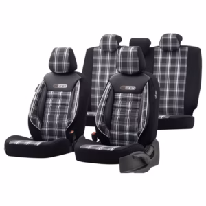 Καλύμματα Αυτοκινήτου Otom GTI Sports Design Universal Jacquard / Lacost / Δερματίνη Σετ Εμπρός / Πίσω Μαύρο – Γκρι GTI-807 11 Τεμάχια