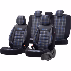 Καλύμματα Αυτοκινήτου Otom GTI Sports Design Universal Jacquard / Lacost / Δερματίνη Σετ Εμπρός / Πίσω Μαύρο – Μπλε GTI-803 11 Τεμάχια