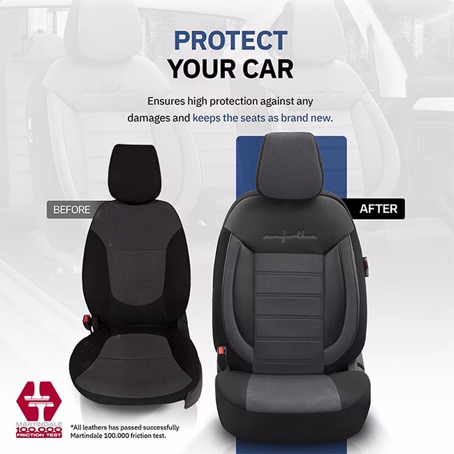 Καλύμματα Αυτοκινήτου Otom Comfortline Design Universal Sued / Rachel / Δερματίνη Σετ Εμπρός / Πίσω Μαύρο CMF-209 11 Τεμάχια - Image 2