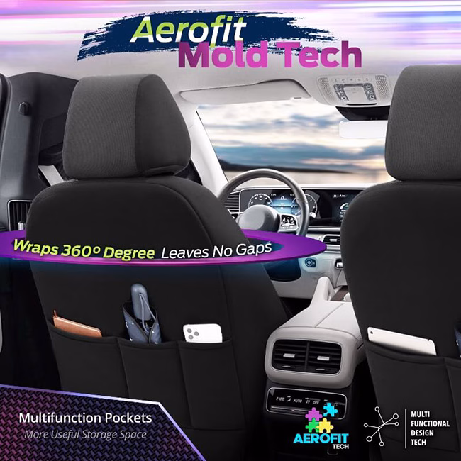 Καλύμματα Αυτοκινήτου Otom Carbon Design Universal Jacquard / Rachel / Δερματίνη Σετ Εμπρός / Πίσω Μαύρο - Κόκκινο CRB-3402 11 Τεμάχια - Image 8