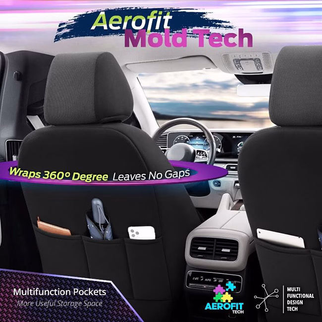 Καλύμματα Αυτοκινήτου Otom Carbon Design Universal Jacquard / Rachel / Δερματίνη Σετ Εμπρός / Πίσω Μαύρο - Γκρι CRB-3401 11 Τεμάχια - Image 10