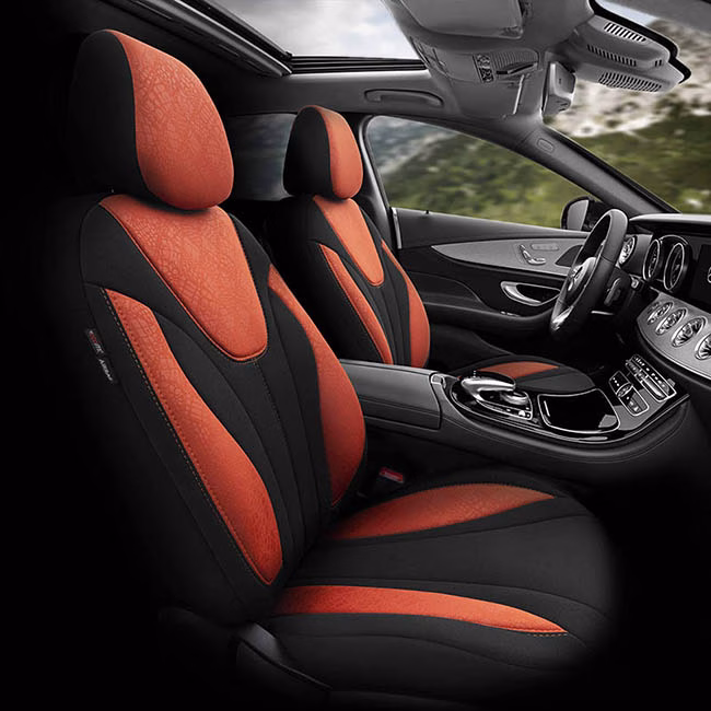 Καλύμματα Αυτοκινήτου Otom Ruby Design Universal Βαμβακερό Ύφασμα Rachel Σετ Εμπρός / Πίσω "Terracota" Μαύρο - Κεραμιδί RBY-1204 11 Τεμαχίων - Image 3
