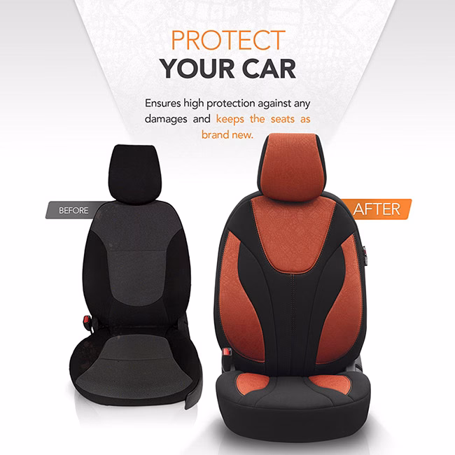 Καλύμματα Αυτοκινήτου Otom Ruby Design Universal Βαμβακερό Ύφασμα Rachel Σετ Εμπρός / Πίσω "Terracota" Μαύρο - Κεραμιδί RBY-1204 11 Τεμαχίων - Image 10