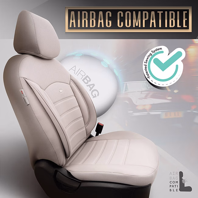 Καλύμματα Αυτοκινήτου Otom Inspire Design Universal Full Δερματίνη Σετ Εμπρός / Πίσω Μπεζ INS-3509 11 Τεμάχια - Image 6