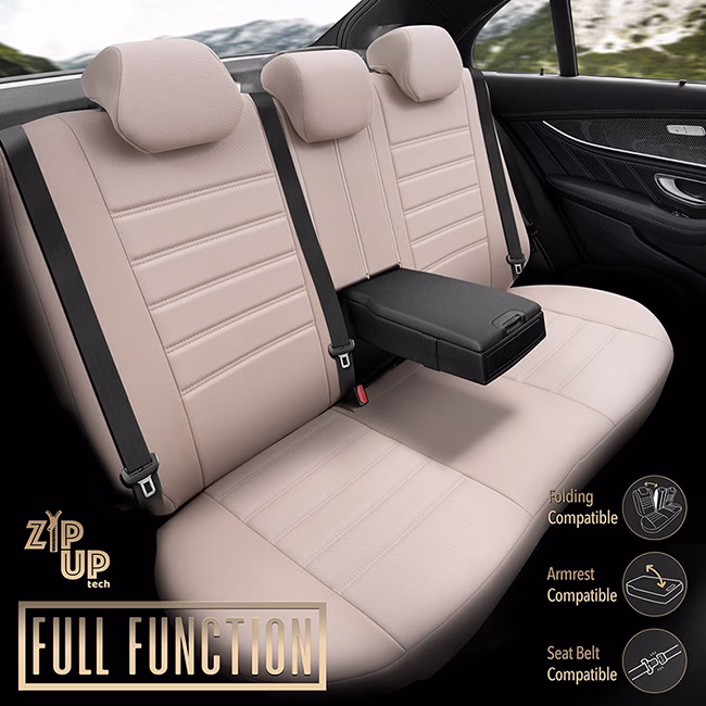 Καλύμματα Αυτοκινήτου Otom Inspire Design Universal Full Δερματίνη Σετ Εμπρός / Πίσω Μπεζ INS-3509 11 Τεμάχια - Image 8