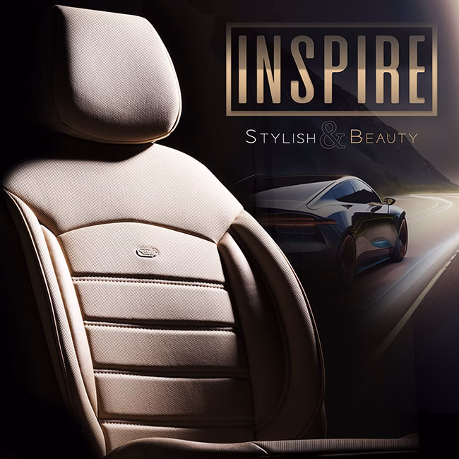 Καλύμματα Αυτοκινήτου Otom Inspire Design Universal Full Δερματίνη Σετ Εμπρός / Πίσω Μπεζ INS-3509 11 Τεμάχια - Image 7