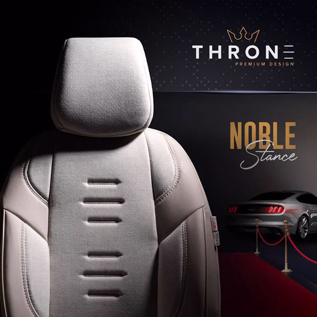 Καλύμματα Αυτοκινήτου Otom Throne Universal Λινό Ύφασμα / Rachel / Δερματίνη Σετ Εμπρός / Πίσω Μπεζ THR-104 11 Τεμάχια - Image 3