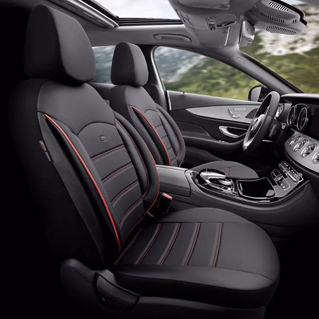 Καλύμματα Αυτοκινήτου Otom Inspire Design Universal Full Δερματίνη Σετ Εμπρός / Πίσω Μαύρο Με Κόκκινη Ραφή INS-3503 11 Τεμάχια - Image 5