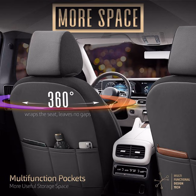 Καλύμματα Αυτοκινήτου Otom Inspire Design Universal Full Δερματίνη Σετ Εμπρός / Πίσω Μαύρο Με Κόκκινη Ραφή INS-3503 11 Τεμάχια - Image 4