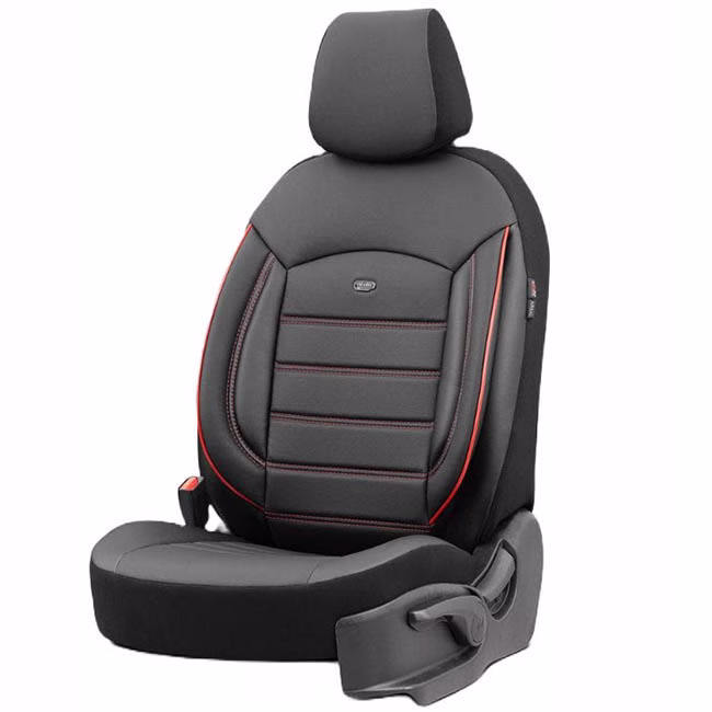 Καλύμματα Αυτοκινήτου Otom Inspire Design Universal Full Δερματίνη Σετ Εμπρός / Πίσω Μαύρο Με Κόκκινη Ραφή INS-3503 11 Τεμάχια - Image 10