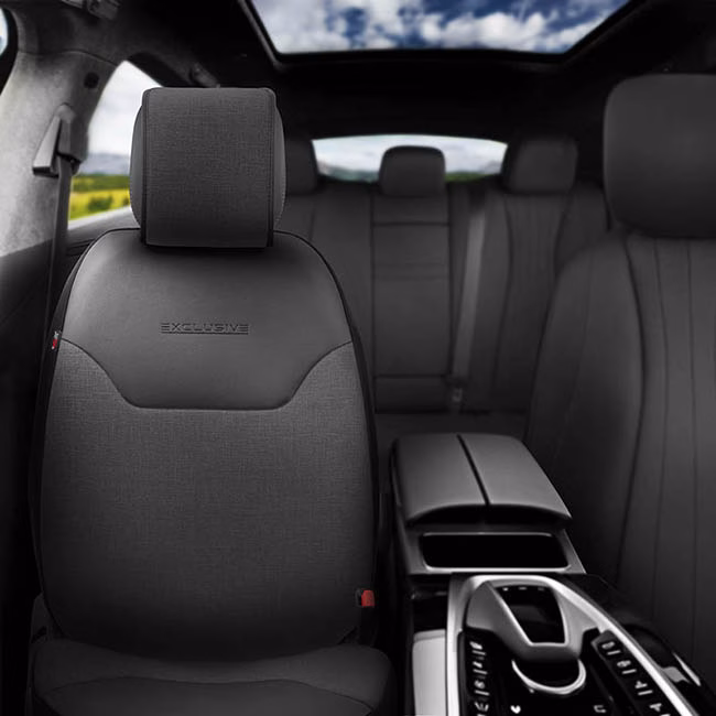 Ημικάλυμμα Αυτοκινήτου Otom "Exclusive" Από Λινό Ύφασμα Με Δερματίνη Μαύρο EXLN-101 1 Τεμάχιο - Image 5