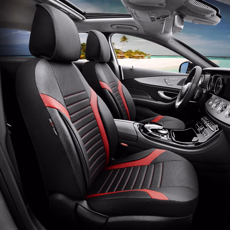 Καλύμματα Αυτοκινήτου Otom Coral Design Universal Full Δερματίνη Σετ Εμπρός / Πίσω Μαύρο / Κόκκινο CRΑL-104 11 Τεμαχίων - Image 9