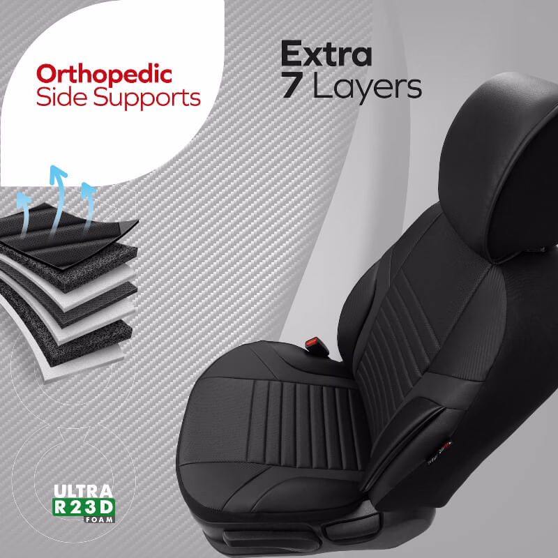 Καλύμματα Αυτοκινήτου Otom Coral Design Universal Full Δερματίνη Σετ Εμπρός / Πίσω Μαύρο / Γκρι CRΑL-106 11 Τεμαχίων - Image 7