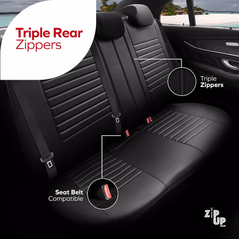 Καλύμματα Αυτοκινήτου Otom Coral Design Universal Full Δερματίνη Σετ Εμπρός / Πίσω Μαύρο / Γκρι CRΑL-106 11 Τεμαχίων - Image 4