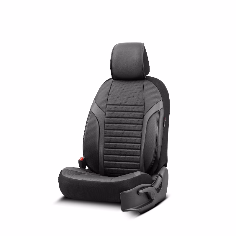 Καλύμματα Αυτοκινήτου Otom Coral Design Universal Full Δερματίνη Σετ Εμπρός / Πίσω Μαύρο / Γκρι CRΑL-106 11 Τεμαχίων - Image 5