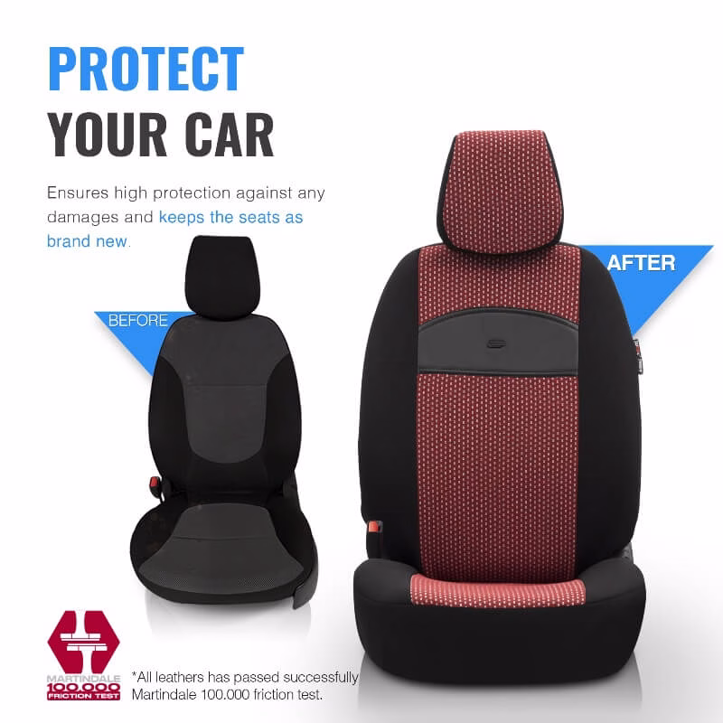Καλύμματα Αυτοκινήτου Otom Smart Design Universal Ύφασμα / Δερματίνη Σετ Εμπρός / Πίσω Μαύρο / Κόκκινο SLTSMT103-NZ 11 Τεμαχίων - Image 6