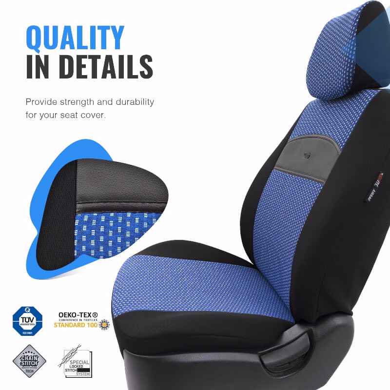 Καλύμματα Αυτοκινήτου Otom Smart Design Universal Ύφασμα / Δερματίνη Σετ Εμπρός / Πίσω Μαύρο / Μπλε SLTSMT104-NZ 11 Τεμαχίων - Image 7