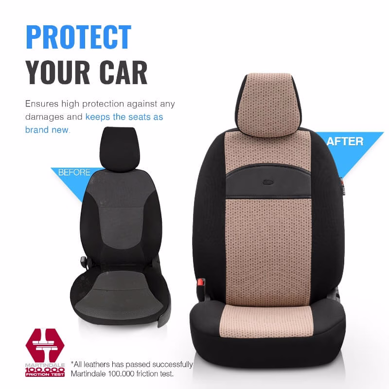 Καλύμματα Αυτοκινήτου Otom Smart Design Universal Ύφασμα / Δερματίνη Σετ Εμπρός / Πίσω Μαύρο / Μπεζ SLTSMT106-NZ 11 Τεμαχίων - Image 8