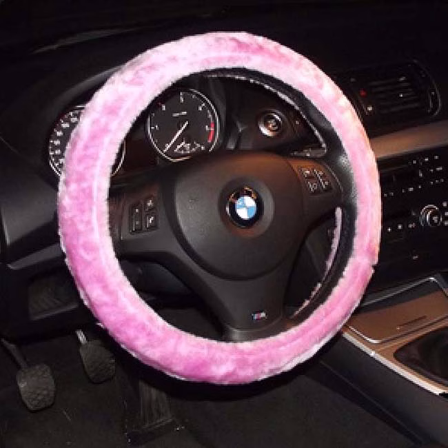 Κάλυμμα Tιμονιού Αυτοκινήτου Χνουδωτό Girly Pinky 2505059 Ροζ Medium 37-39CM 1 Τεμάχιο - Image 4