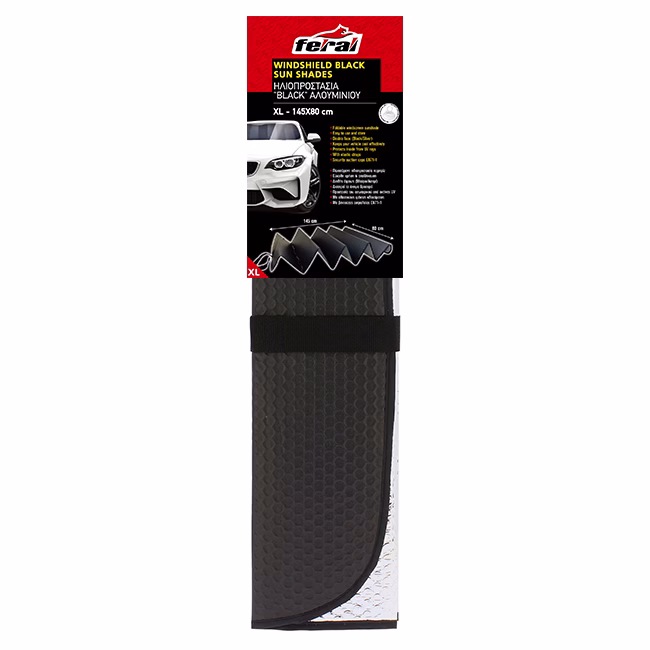 Ηλιοπροστασία Παρμπρίζ Αλουμινίου ''Black'' Feral Μαύρο Matte X-Large 145x80cm 1 Τεμάχιο - Image 5