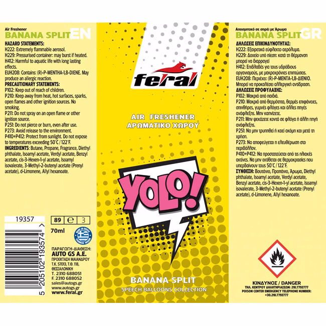 Αρωματικό Αυτοκινήτου Spray Feral Speech Collection YOLO 1 Τεμάχιο - Image 2