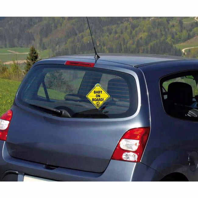 Σήμα "Baby On Board" Κίτρινο Πλέξιγκλας Με Βεντούζα - Image 2