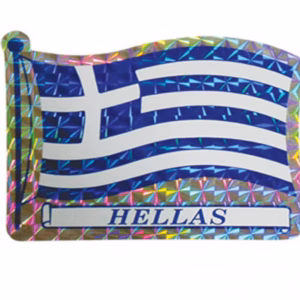 Αυτοκόλλητη Ελληνική Σημαία “Hellas” Πρίσμα 6×7.5cm 1Τμχ