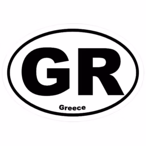 Αυτοκόλλητο Σήμα “GR” Απλό Οβάλ Λευκό Με Μαύρο 17x11cm 1Τμχ