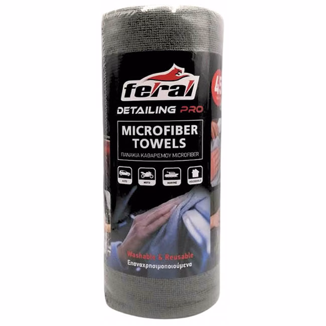 Πανάκια Καθαρισμού Microfiber Επαναχρησιμοποιούμενα Feral Detailing Pro 30x30cm Ρολό 45 Τεμαχίων - Image 6
