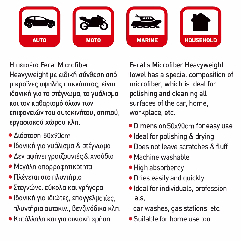 Πετσέτα Microfiber Feral Detailing Pro Heavyweight 50x90cm 1200gsm Πορτοκαλί 1 Τεμάχιο - Image 8