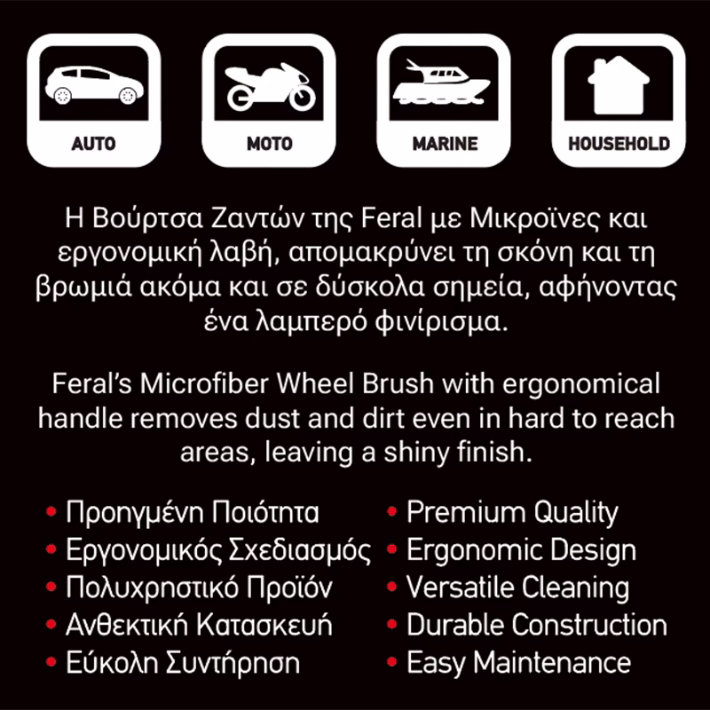 Βούρτσα Καθαρισμού Για Ζάντες Με Μικροϊνες Detailing Pro Feral 44.5x7.5cm 1 Τεμάχιο - Image 3