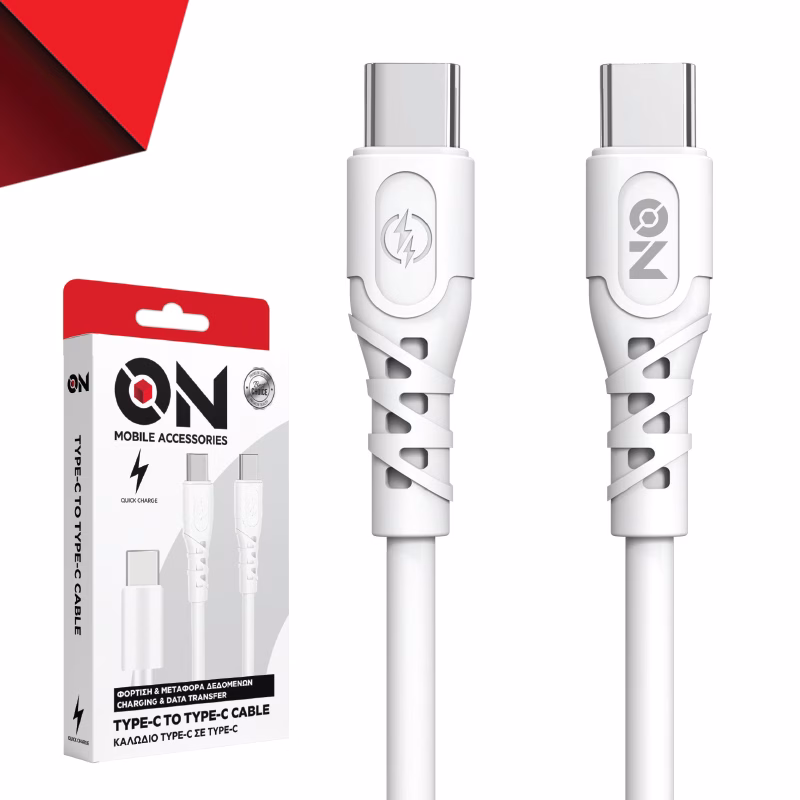 ON Mobile Accessories Καλώδιο Type-c Σε Type-c Λευκό