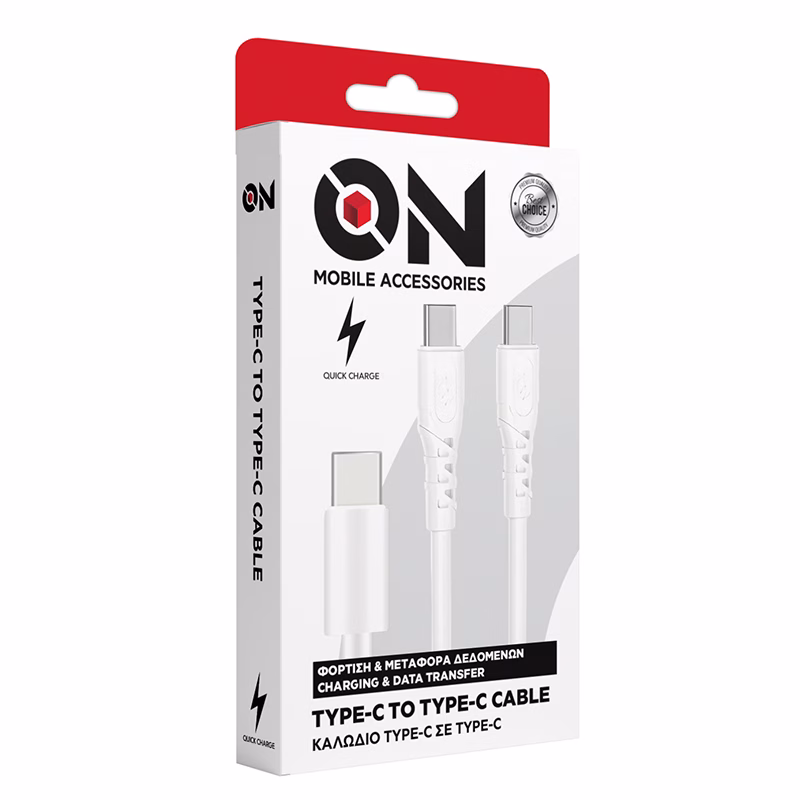 ON Mobile Accessories Καλώδιο Type-c Σε Type-c Λευκό - Image 3