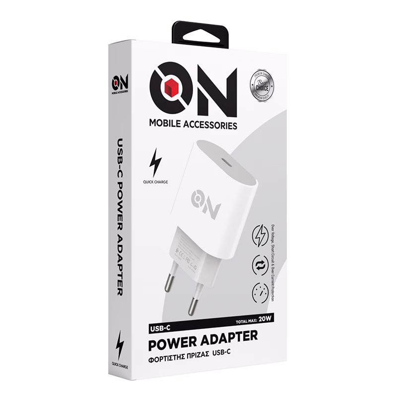 ON Mobile Accessories Φορτιστής USB-C 20W Λευκός - Image 3