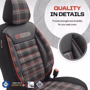 Καλύμματα Αυτοκινήτου Otom GTI Sports Design Universal Jacquard / Lacost / Δερματίνη Σετ Εμπρός / Πίσω Μαύρο – Κόκκινο GTI-801 11 Τεμάχια