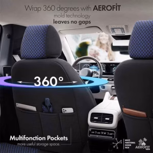 Καλύμματα Αυτοκινήτου Otom Sport Plus Design Universal Βαμβακερό Ύφασμα / Rachel / Δερματίνη Σετ Εμπρός / Πίσω Μαύρο – Μπλε SPTPLS-104 11 Τεμάχια