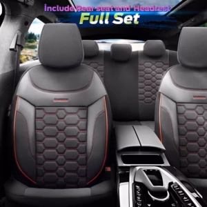 Καλύμματα Αυτοκινήτου Otom Carbon Design Universal Jacquard / Rachel / Δερματίνη Σετ Εμπρός / Πίσω Μαύρο – Κόκκινο CRB-3402 11 Τεμάχια