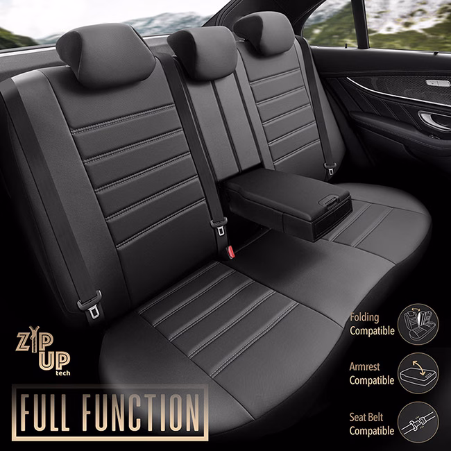 Καλύμματα Αυτοκινήτου Otom Inspire Design Universal Full Δερματίνη Σετ Εμπρός / Πίσω Μαύρο Με Γκρι Ραφή INS-3502 11 Τεμάχια - Image 7