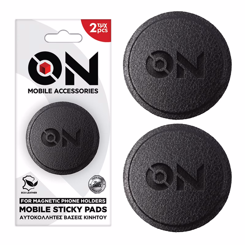 ΟΝ Mobile Accessories Σετ Αυτοκόλλητοι Ανταλλακτικοί Μαγνήτες Από Δερματίνη Και Μέταλλο Για Μαγνητική Βάση Κινητού Αυτοκινήτου