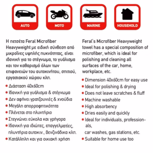 Πετσέτα Microfiber Feral Detailing Pro Heavyweight 40x60cm 600gsm Πορτοκαλί 1 Τεμάχιο