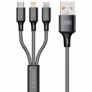 EARLDOM Καλώδιο USB Φόρτισης Και Μεταφοράς Δεδομένων EC-IMC017 3 In 1 Carbon